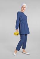 Hijab clothing BLUE PANTS SUIT CUFFS AND WAIST WITH RUBBER 0116