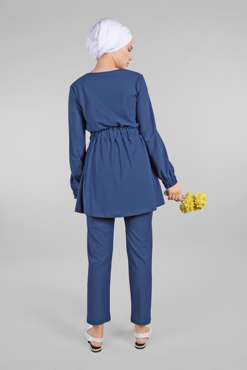Hijab clothing BLUE PANTS SUIT CUFFS AND WAIST WITH RUBBER 0116
