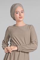 Tesettür giyim VİZON BELİ VE MANŞETLERİ LASTİKLİ 2&prime;Lİ PANTOLONLU TAKIM 0116