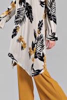 Tesettür giyim TURUNCU ASİMETRİK KESİMLİ FİTİLLİ  2&prime;Lİ PANTOLONLU TAKIM 0121