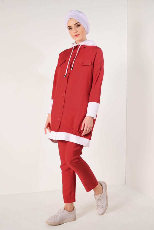 Hijab clothing  T 0138 Zmn-2&prime;li Pantolonlu Takım - TRENDTESETTÜR