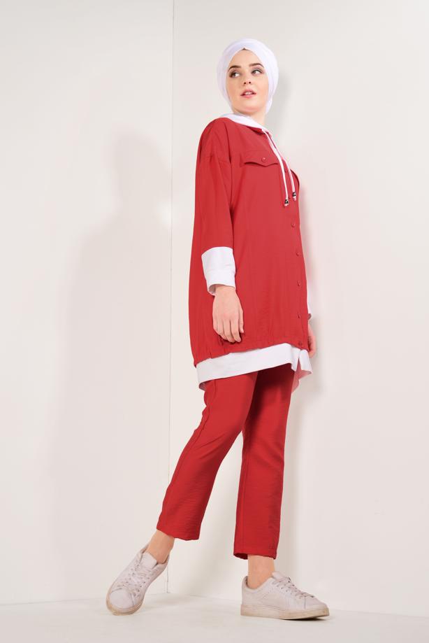 Hijab clothing  T 0138 Zmn-2&prime;li Pantolonlu Takım - TRENDTESETTÜR