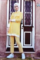 Hijab clothing YELLOW T 0138 Zmn-2&prime;li Pantolonlu Takım
