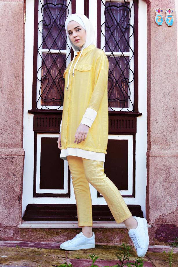 Hijab clothing  T 0138 Zmn-2&prime;li Pantolonlu Takım - TRENDTESETTÜR