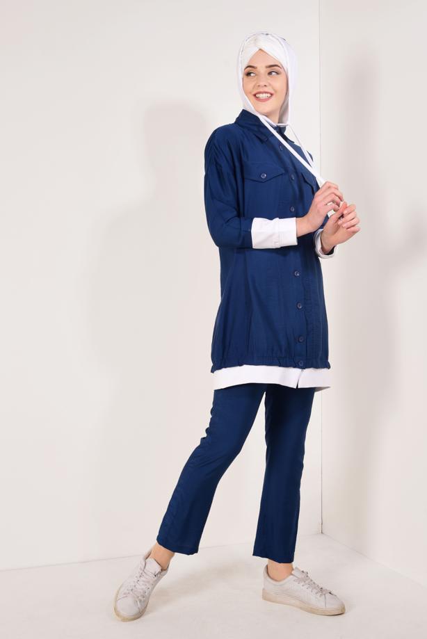 Hijab clothing  T 0138 Zmn-2′li Pantolonlu Takım - TRENDTESETTÜR
