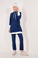 Hijab clothing NAVY BLUE T 0138 Zmn-2′li Pantolonlu Takım