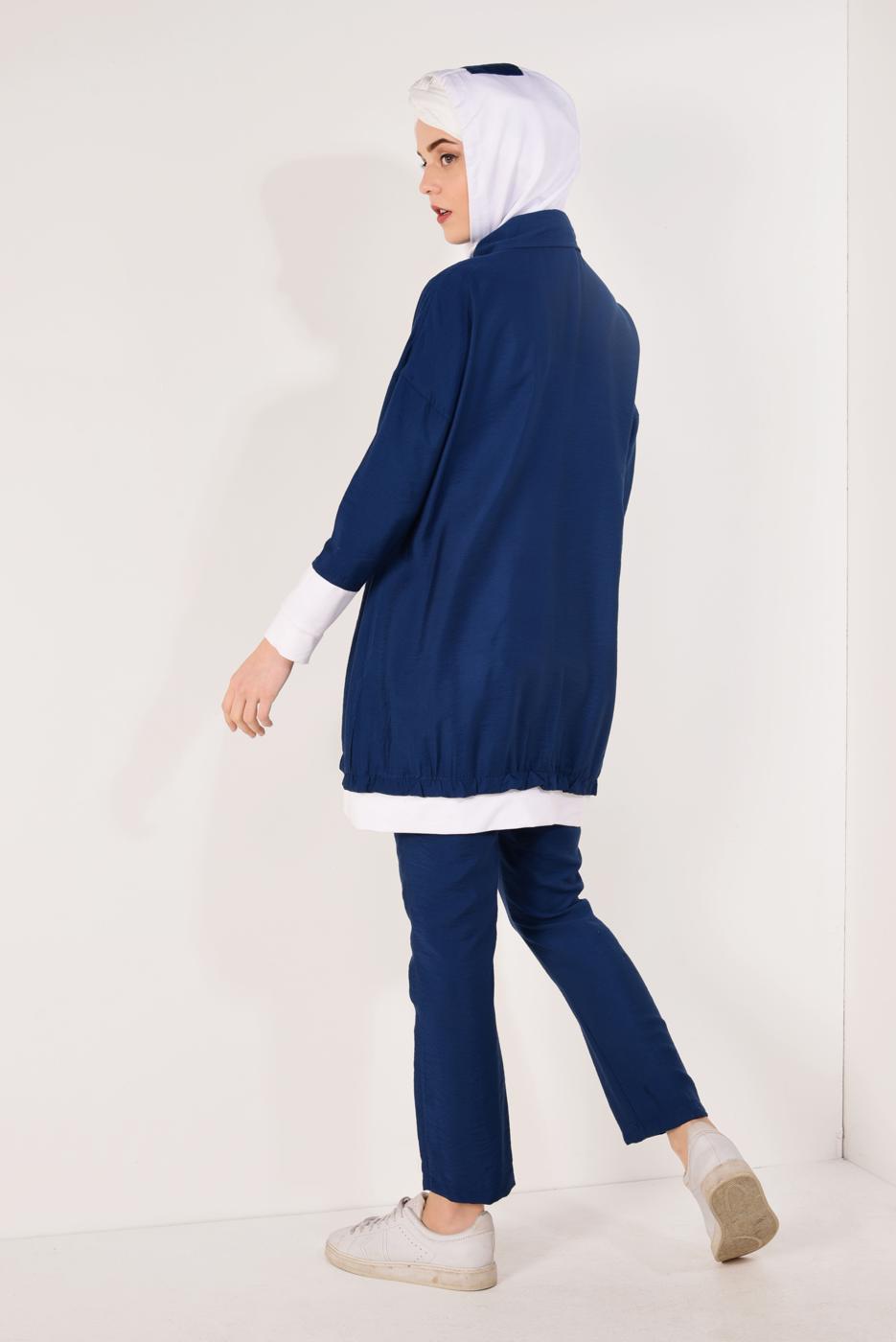 Hijab clothing NAVY BLUE T 0138 Zmn-2′li Pantolonlu Takım