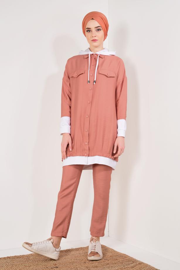 Vêtements hijab  T 0138 Zmn-2′li Pantolonlu Takım - TRENDTESETTÜR