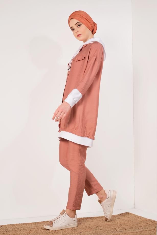 Vêtements hijab  T 0138 Zmn-2′li Pantolonlu Takım - TRENDTESETTÜR