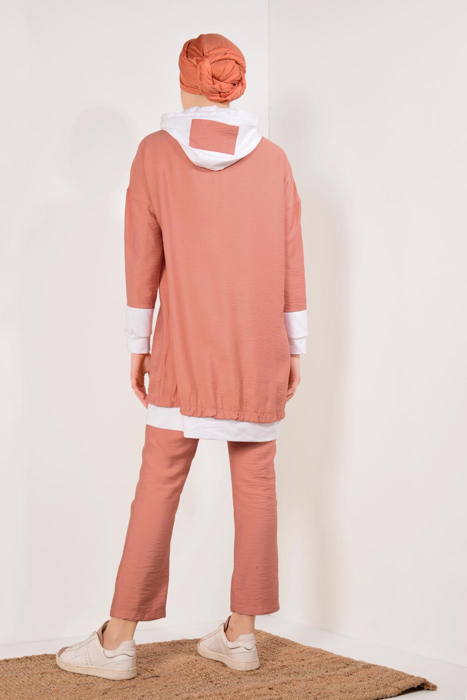 Hijab clothing PINK T 0138 Zmn-2′li Pantolonlu Takım