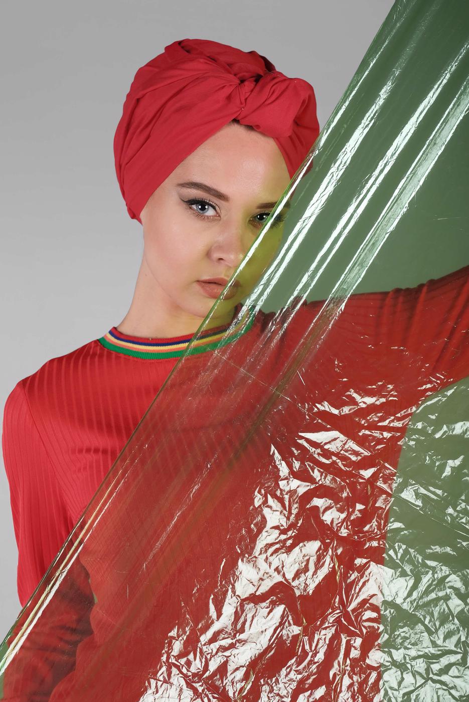 Vêtements hijab ROUGE T 0166 ZMN-PANTOLONLU TAKIM