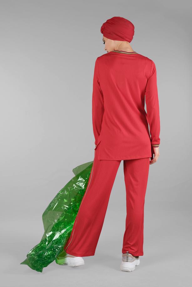 Vêtements hijab  T 0166 ZMN-PANTOLONLU TAKIM - TRENDTESETTÜR