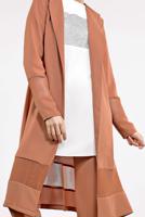 Tesettür giyim TURUNCU FİLE DETAYLI 3&prime;LÜ PANTOLONLU TAKIM 0551