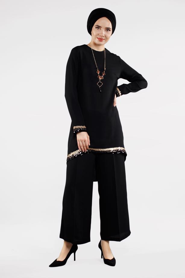 Vêtements hijab  T 0591 FTZ-2′Lİ PANTOLONLU TAKIM - TRENDTESETTÜR