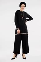 Hijab clothing BLACK T 0591 FTZ-2′Lİ PANTOLONLU TAKIM