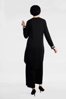 Hijab clothing BLACK T 0591 FTZ-2′Lİ PANTOLONLU TAKIM