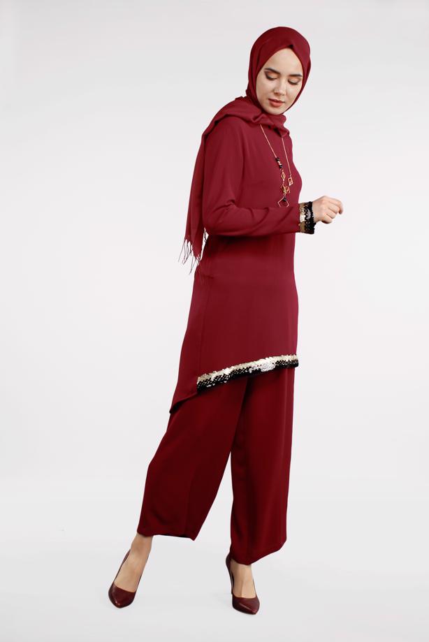 Vêtements hijab  T 0591 FTZ-2′Lİ PANTOLONLU TAKIM - TRENDTESETTÜR