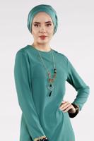 Hijab clothing GREEN T 0591 FTZ-2′Lİ PANTOLONLU TAKIM