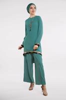 Hijab clothing GREEN T 0591 FTZ-2′Lİ PANTOLONLU TAKIM