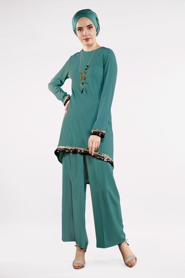 Vêtements hijab  T 0591 FTZ-2′Lİ PANTOLONLU TAKIM - TRENDTESETTÜR