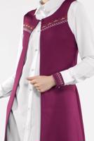 Tesettür giyim MOR İŞLEMELİ 3&prime;LÜ PANTOLONLU TAKIM 0647