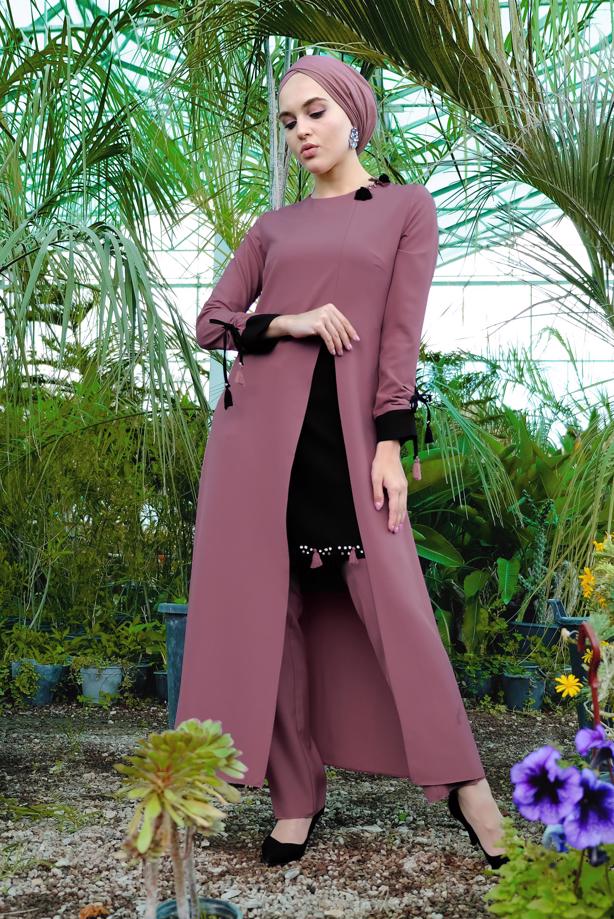 Vêtements hijab  Tassel Detailed Binary Pants Suit T 951  - TRENDTESETTÜR