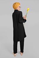 Tesettür giyim SİYAH YANLARI VE ÖNÜ DÜĞME DETAYLI 2&prime;Lİ PANTOLONLU TAKIM 1221