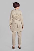 Tesettür giyim BEJ KARE DESENLİ BELDEN BAĞCIKLI 2&prime;Lİ PANTOLONLU TAKIM 1825