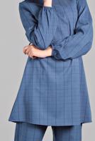 Tesettür giyim LACİVERT KARE DESENLİ BELDEN BAĞCIKLI 2&prime;Lİ PANTOLONLU TAKIM 1825