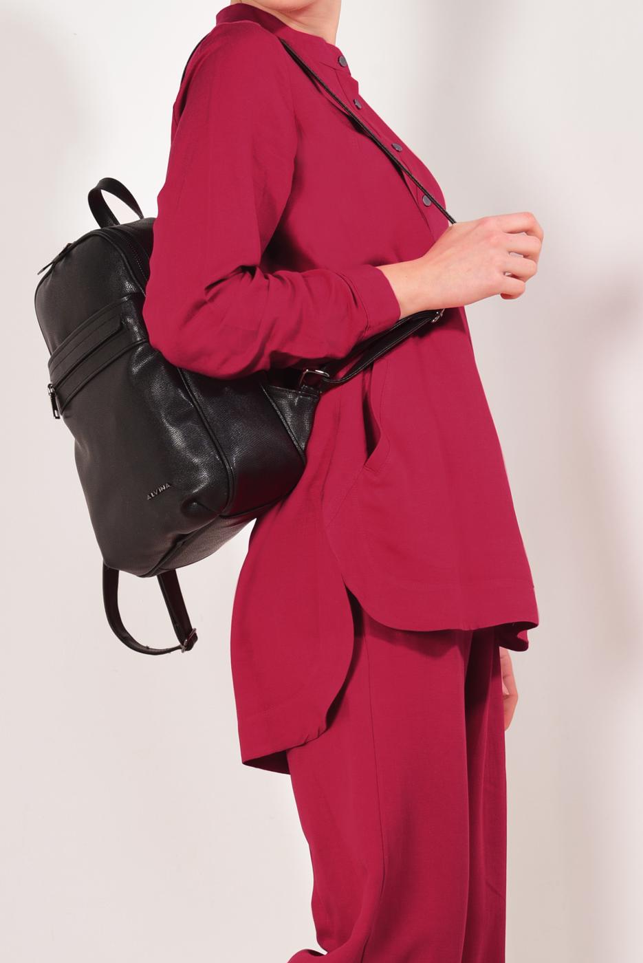 Tesettür giyim KIRMIZI HAKİM YAKA PAMUKLU PANTOLONLU TAKIM T 2526