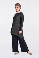 Vêtements hijab BLEU MARINE T 2828 Alvina Multi Color Kareli 2&prime;li Pant. Takım