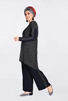 Vêtements hijab BLEU MARINE T 2828 Alvina Multi Color Kareli 2&prime;li Pant. Takım