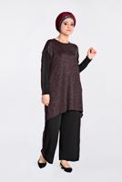 Vêtements hijab NOIR T 2828 Alvina Multi Color Kareli 2&prime;li Pant. Takım