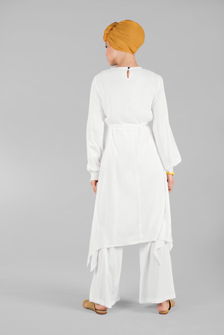 Hijab clothing WHITE T 3102 ZMN-PANTOLONLU TAKIM