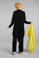 Tesettür giyim SİYAH ASİMETRİK KESİM FİTİLLİ 2&prime;Lİ PANTOLONLU TAKIM 3256