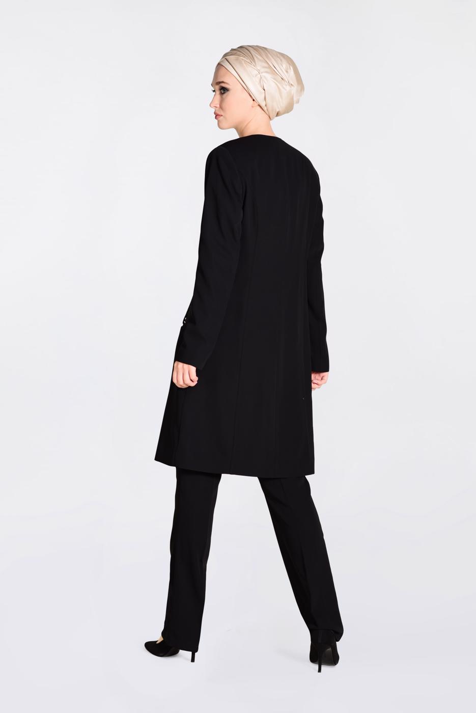 Tesettür giyim SİYAH TAŞLI 3′LÜ PANTOLONLU TAKIM 3440