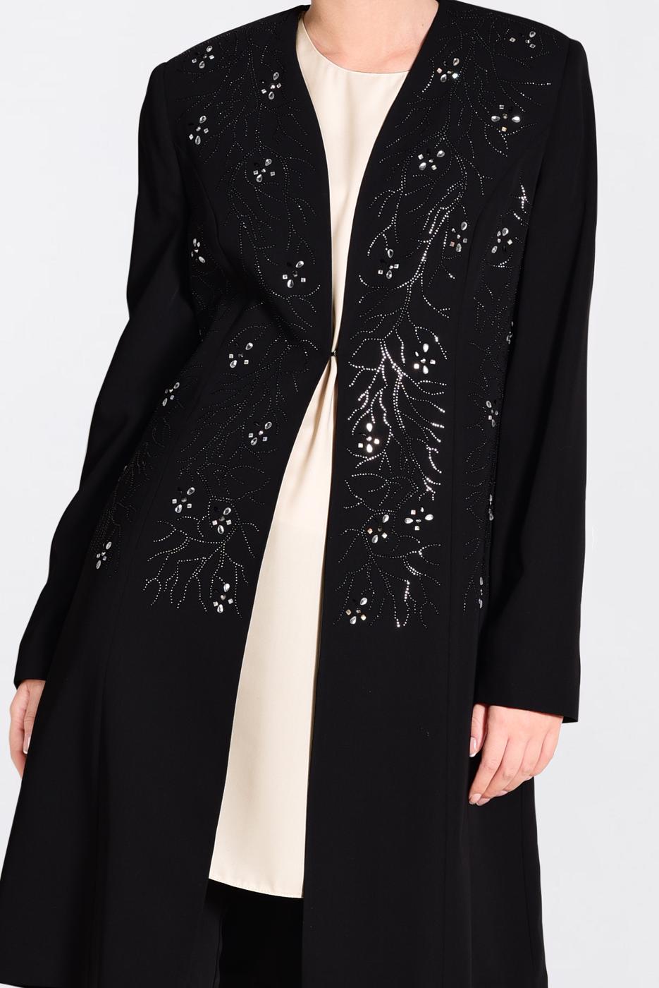 Tesettür giyim SİYAH TAŞLI 3′LÜ PANTOLONLU TAKIM 3440