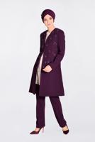 Tesettür giyim MÜRDÜM TAŞLI 3′LÜ PANTOLONLU TAKIM 3440