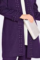 Tesettür giyim MOR GÜPÜR DETAYLI 3&prime;LÜ PANTOLONLU TAKIM 3442P 