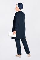 Tesettür giyim LACİVERT GÜPÜR DETAYLI 3&prime;LÜ PANTOLONLU TAKIM 3442P 