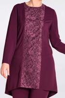 Tesettür giyim MÜRDÜM GÜPÜR DETAYLI 2′Lİ PANTOLONLU TAKIM 3474P