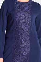 Tesettür giyim LACİVERT GÜPÜR DETAYLI 2′Lİ PANTOLONLU TAKIM 3474P 