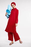 Tesettür giyim KIRMIZI PAMUKLU 2&prime;Lİ PANTOLONLU TAKIM 4002