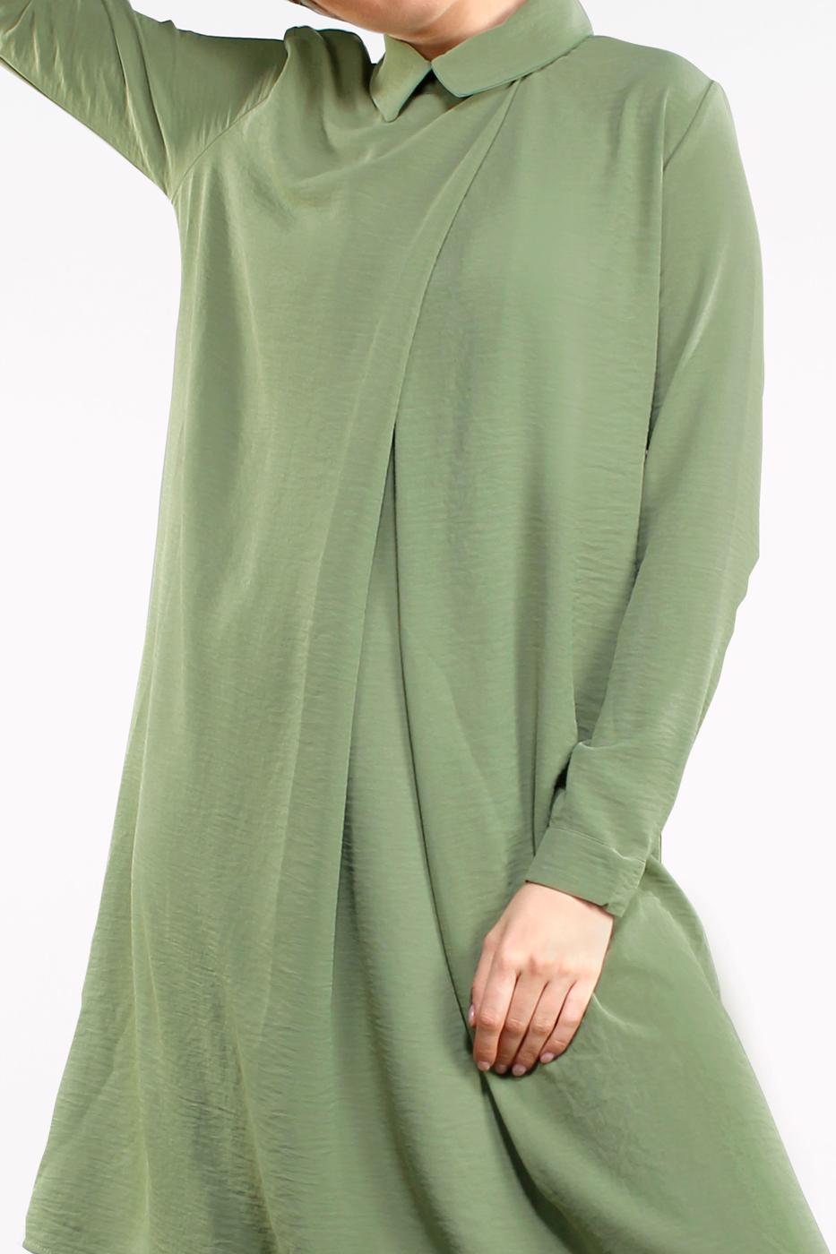 Tesettür giyim HAKİ PAMUKLU 2&prime;Lİ PANTOLONLU TAKIM 4002