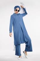 Tesettür giyim LACİVERT PAMUKLU 2&prime;Lİ PANTOLONLU TAKIM 4002