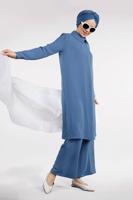 Tesettür giyim LACİVERT PAMUKLU 2&prime;Lİ PANTOLONLU TAKIM 4002