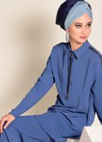 Tesettür giyim LACİVERT ŞERİT TAŞ DETAYLI 2&prime;Lİ PANT. TAKIM 4253 