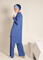 Tesettür giyim LACİVERT ŞERİT TAŞ DETAYLI 2&prime;Lİ PANT. TAKIM 4253 