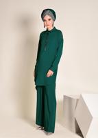 Tesettür giyim YEŞİL ŞERİT TAŞ DETAYLI 2&prime;Lİ PANT. TAKIM 4253 