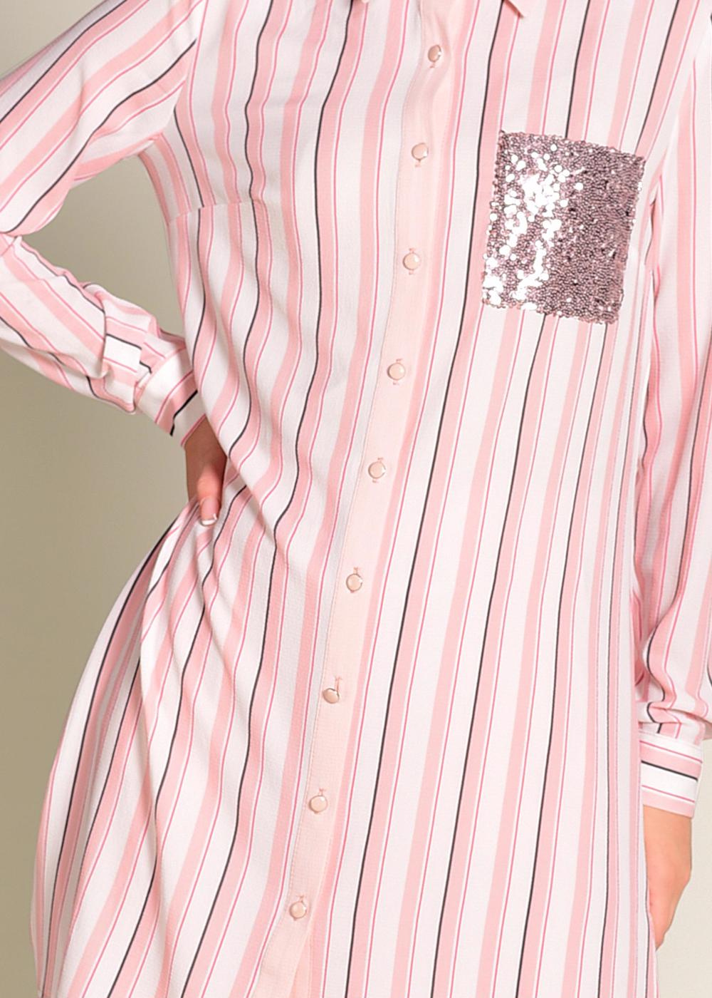 Tesettür giyim PUDRA  CEBİ PUL PAYETLİ ÇİZGİLİ PANTOLONLU TAKIM 4354